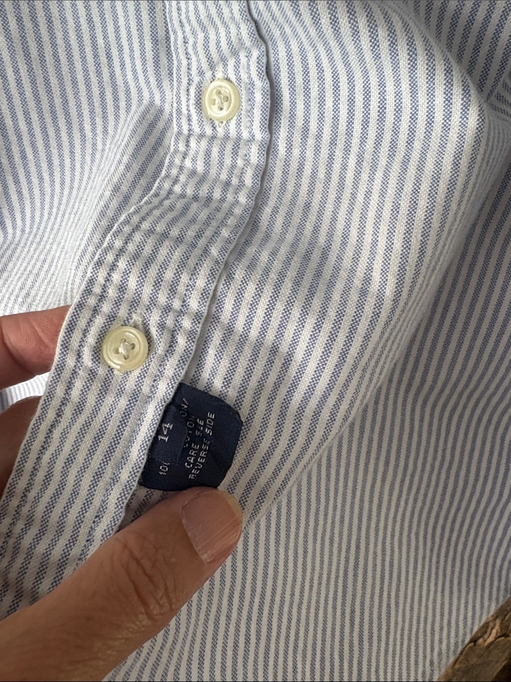 Blue & White Pin Striped Polo Sport Button-Down Shirt 100% Cotton - Picture 4 of 6
